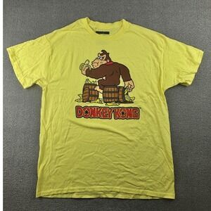 Nintendo T-Shirt Men L Yellow Donkey Kong Character Graphic Cotton‎ Video Game